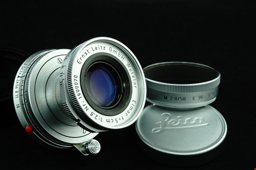 Leica Elmar 50mm f2.8 + Hood แท้	  รูปขนาดปก ลำดับที่ 1 Leica Elmar 50mm f2.8 + Hood ???	